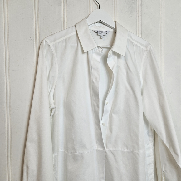 Foxcroft Top Womens Size 14 White Heritage Non-Iron Oxford Tunic Relaxed Shirt - Picture 11 of 15